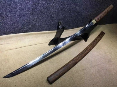 Full Tang Japonés T10 Arcilla Templada Katana Samurai Espada Shirasaya Madera de Rosa Foto 1 de 4