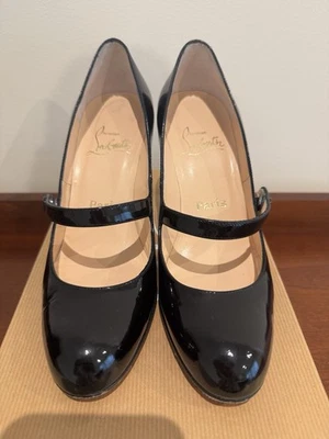 Louboutin Wallis 黑色专利 Mary Jane 85 毫米鞋跟 37.5EU 7.5US — 第 1/4 张图片