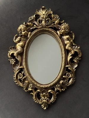 Espejo de pared querubín dorado barroco estilo victoriano Foto 1 de 4