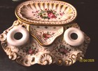 ENCRIER EN PORCELAINE DE PARIS FLEURIE EP LOUIS PUILIPPE