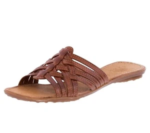 Sandalias Huaraches mexicanas para mujer de cuero real sin cordones coñac punta abierta #205 - Imagen 1 de 5