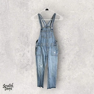Old Navy Youth Denim Overalls Size 8 Medium Distressed Adjustable Straps Kids - Picture 1 of 4