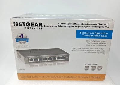 Netgear GS108E 8-Port Gigabit Ethernet Smart Managed Plus Switch GS108E NEW - Image 1 of 3