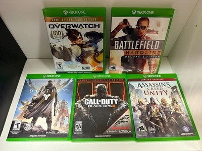 5X Xbox One Game lot CALL OF DUTY ASSASSINS CREED BATTLEFIELD OVER WATCH DESTINY - Photo 1/4