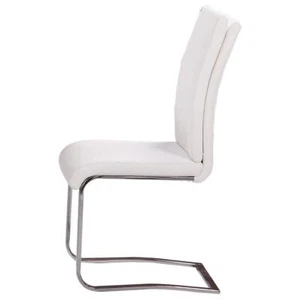 Best Master Modern Faux Leather Dining Side Chair in White/Chrome (Set of 2) - Picture 1 of 3