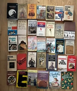 32 Classic paperbacks LOT Whitman Dickens Ayn Rand Sartre Sinclair Lewis Atwood - Picture 1 of 4