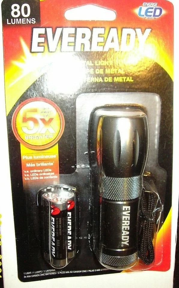 EVEREADY 80 LUMENS LED EMERGENCY FLASLIGHT  NEW W/AAA BATTERY INCLUDED COMO PACK - Image 1 of 1