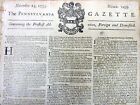 1753 Pennsylvania Gazette journal TRAITÉ avec INDIENS OHIO @ Carlisle + AD ESCLAVE