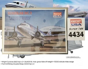 NEW SEALED Minicraft USA Douglas DC-3 Legends of Aviation Super 144 Model Kit - Picture 1 of 5