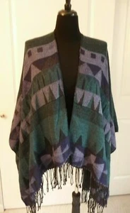 Bobbie Brooks Ladies Knit,Poncho,Cape,Wraps,GREEN/PURPLE ONE-SIZE,Poly #NS3 - Picture 1 of 2