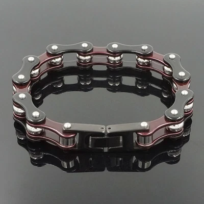Fashion Men Bracelets Bangles Motorcycle Black Biker Bicycle Chain Link Bracelet - Image 1 of 4