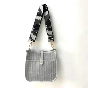 Crossbody - Gray Straw with Camo Guitar Strap - Picture 1 of 3