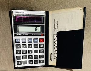 Sharp Elsi Mate EL-326A Solar Electronic Calculator with Case/ Instructions - Picture 1 of 5