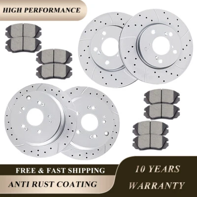Rotores de freno delanteros traseros perforados pastillas de freno de disco para Honda Odyssey 2005-2010 kit Foto 1 de 4