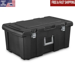 Durable Footlocker Portable Storage Solution W/ Wheels Lockable Features Black - Picture 1 of 6