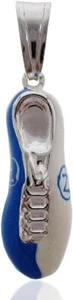 Men's Pendant Pendant 925 Silver Blue Enamel Football Shoe Naples - Picture 1 of 5