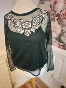 Marks and Spencer Size 16 Two part Set Top and Camisole Green mixed - Picture 1 of 6