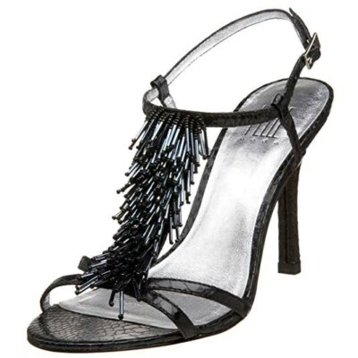 BRAND NEW Pelle Moda CARLIN Slingback Sandal Heels - 9.5 - Black Mirror Cobra - Image 1 of 4