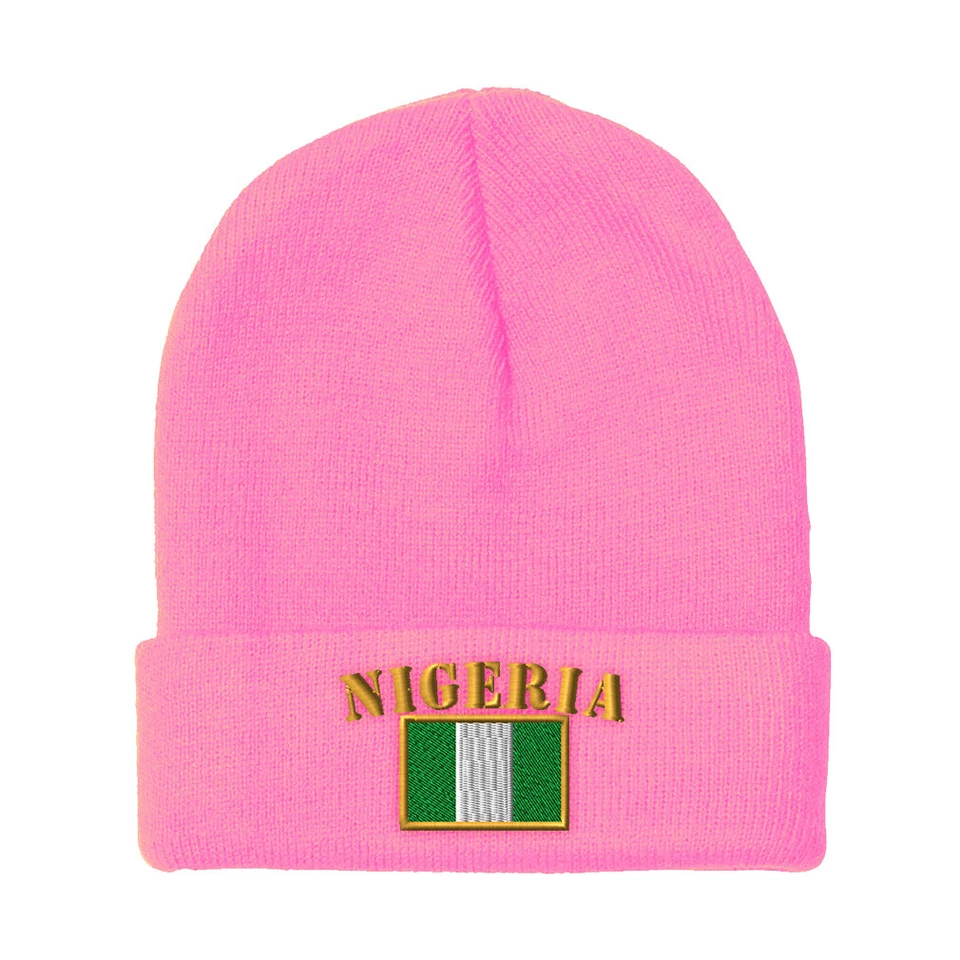 Gorros para Hombre Bandera de Nigeria Bordado Sombreros de Invierno Mujeres Acrílico Calavera Gorra Foto 1 de 1
