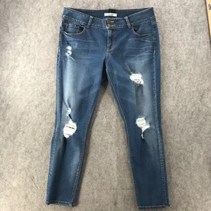 Refuge Blue Denim Distressed Destroyed Modern Skinny Double Button Jeans Size 14 - Picture 1 of 11