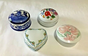 Lot 4 Vintage Limoges France, Delft Blue Holland, KALOCSA Hungary Trinket Boxes - Picture 1 of 10