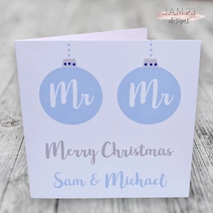 Personalised Mr & Mr Christmas Card Gay Couple Husband LGBTQ - Picture 1 of 9