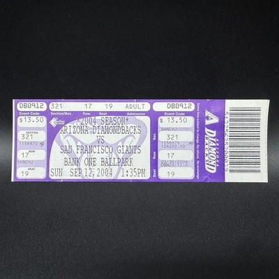 2004 DIAMONDBACKS VS. BOLETO COMPLETO DE LOS GIGANTES * JONRÓN DE CARRERA DE BARRY BONDS # 699 * Foto 1 de 2