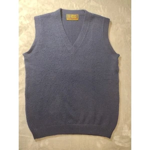 Navy Blue Alpaca Wool V-Neck Tight Knit Sweater Vest Mens XL by Alpaca Quitex  - Picture 1 of 6