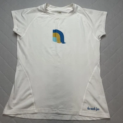 Camisa para mujer The North Face XL blanca manga corta rendimiento logotipo para correr Foto 1 de 4