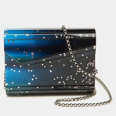 Bolso sin asas Jimmy Choo azul acrílico y cuero cadena caramelo Foto 1 de 4