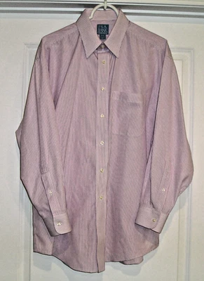 NUEVO~JOS. A. CAMISA DE VESTIR BANK PARA HOMBRE SE MANTIENE FRESCA PÚRPURA/BLANCO A RAYAS (16-32)! Foto 1 de 4