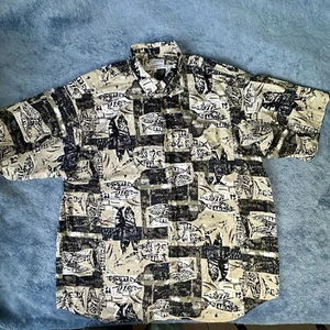 Columbia Men's Vintage Fish Outdoors Print Cotton Short Sleeve Button Up Size XL - Photo 1/8