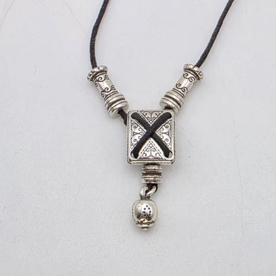 Collar Vintage BRIGHTON Cruz X Cosido Reversible Desplazamiento Cordón Negro 16" Foto 1 de 4