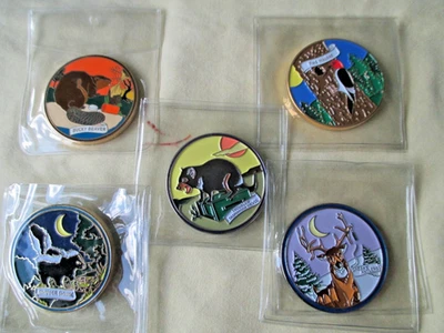 Wildlife Muggles Skunk Deer Buck Beaver Bird Woodpecker Tasmanian Devil Geocoin - Image 1 of 4