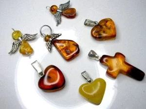 Baltic Amber Pendant - choose your Pendant ( CROSS; HEART; ANGEL ) - Picture 1 of 60