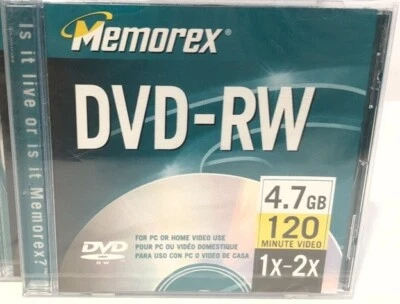 MEMOREX DVD-RW REWRITABLE DISCS BRAND NEW SEALED 120 MINUTES 4.7GB - Image 1 of 2