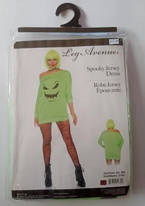 M/L Erwachsene Halloween Kostüm Grusel Jersey grün Geist schulterfrei Kleid - Bild 1 von 3