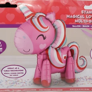 Standing Pink Horn Unicorn Aluminum Film Balloon New 21 inches tall Love - Picture 1 of 7
