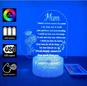 NEW Engraved 16 Color Remote Control Night Light MOM 0.98"D x 8.26"W x 5.9"H - Picture 1 of 7