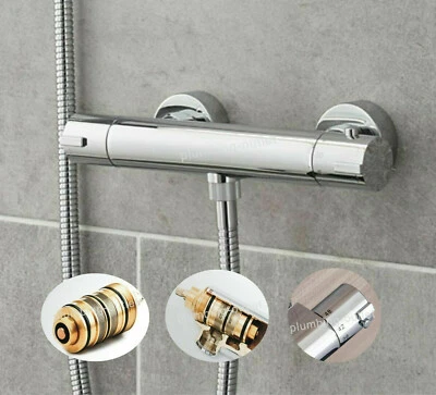 KBPLUMB-BATHWARE New Thermostatic Exposed Bar Shower Mixer Valve Tap Chrome Bottom 1/2" Outlet