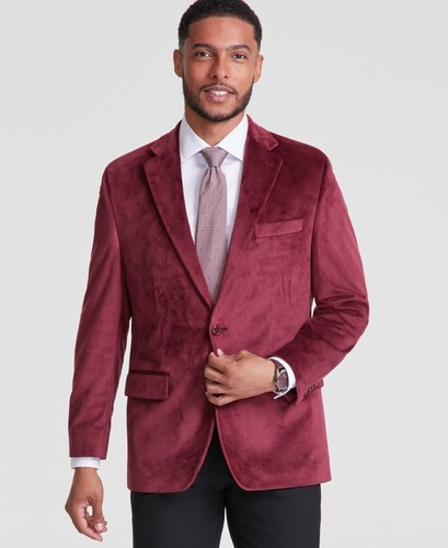 Cappotto sportivo Michael Kors uomo vestibilità classica velluto bordeaux 40S vendita al dettaglio $295