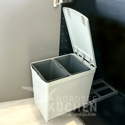 ROTA Duo 30-2 Flip Concepto Abfall Müll Eimer 2fach 15 Liter Küche Büro Grau - Bild 1 von 4