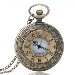 Vintage Quarz Taschenuhr Halskette Kette Weihnachtsgeschenke für Männer Frauen Freunde - Bild 1 von 11