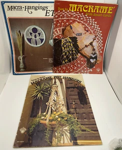 Vintage Macrame Booklet 3 Lot Hangers Wall Art Jewelry Patterns - Picture 1 of 8