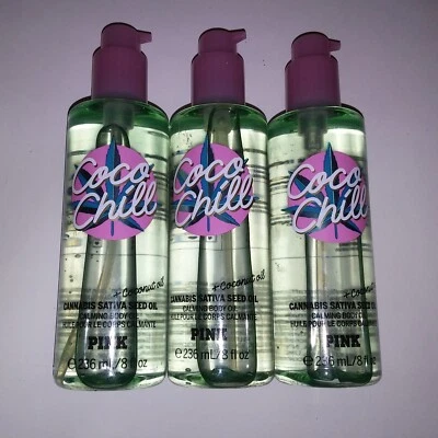 Set of 3 Victoria Secret PINK Coco Chill Calming Body Oil Full Size 8oz Each - Image 1 of 4