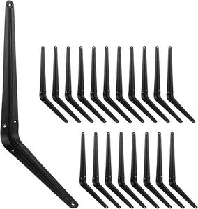 20 Pack 12 Inch Shelf Brackets, Heavy Duty Black Iron Metal Floating Shelves NEW - Picture 1 of 7