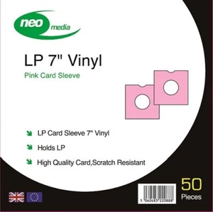 Pack of 100 x Pink 7 inch LP Record Album Card Sleeves/Covers High Quality - Picture 1 of 1