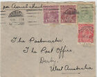 Stamps Australia various KGV on cover sent airmail Brisbane to Derby WA, RARE   