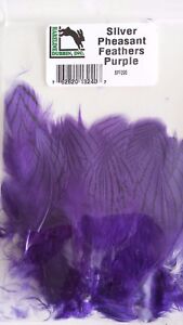 HARELINE  SILVER PHEASANT "  body feathers strung "     PURPLE         Fly Tying