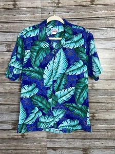 Classic Vintage Hawaii Brand Men's Blue Hawaiian Shirt - Palm Leaf - Cotton - LG - Picture 1 of 6